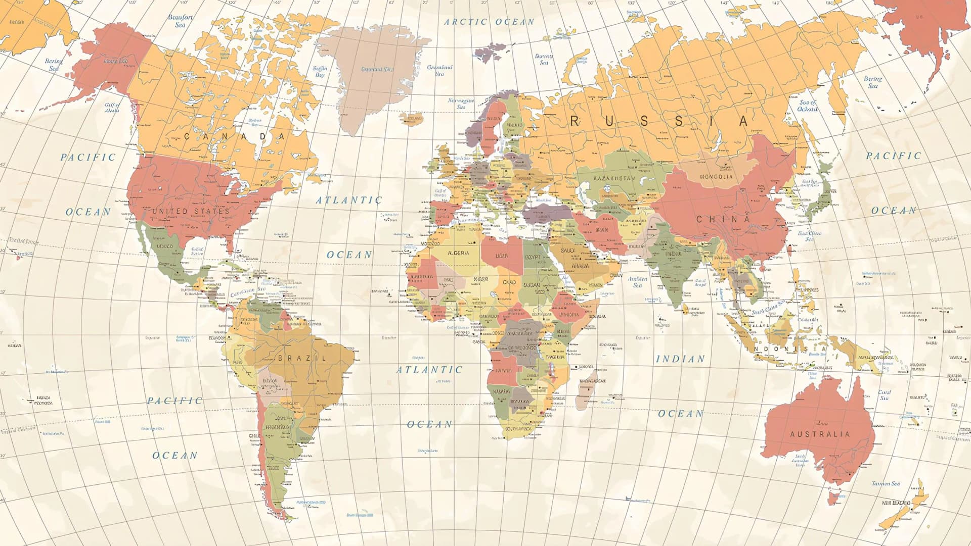 Office duvar kağıdı — Detailed Political World Map Wallpaper