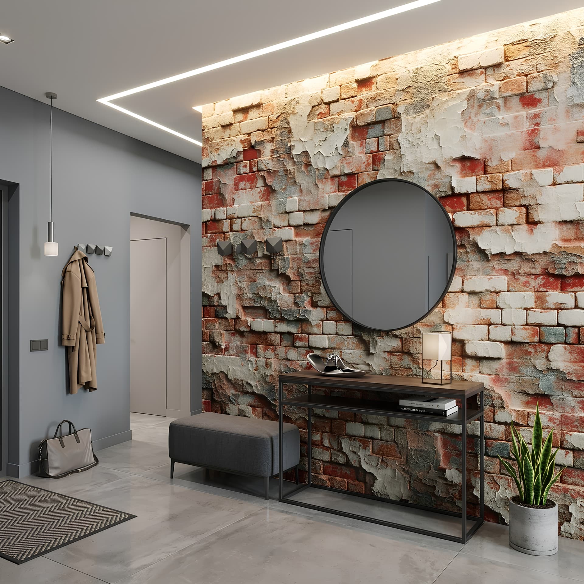 Realistic Distressed Stone and Brick Wallpaper