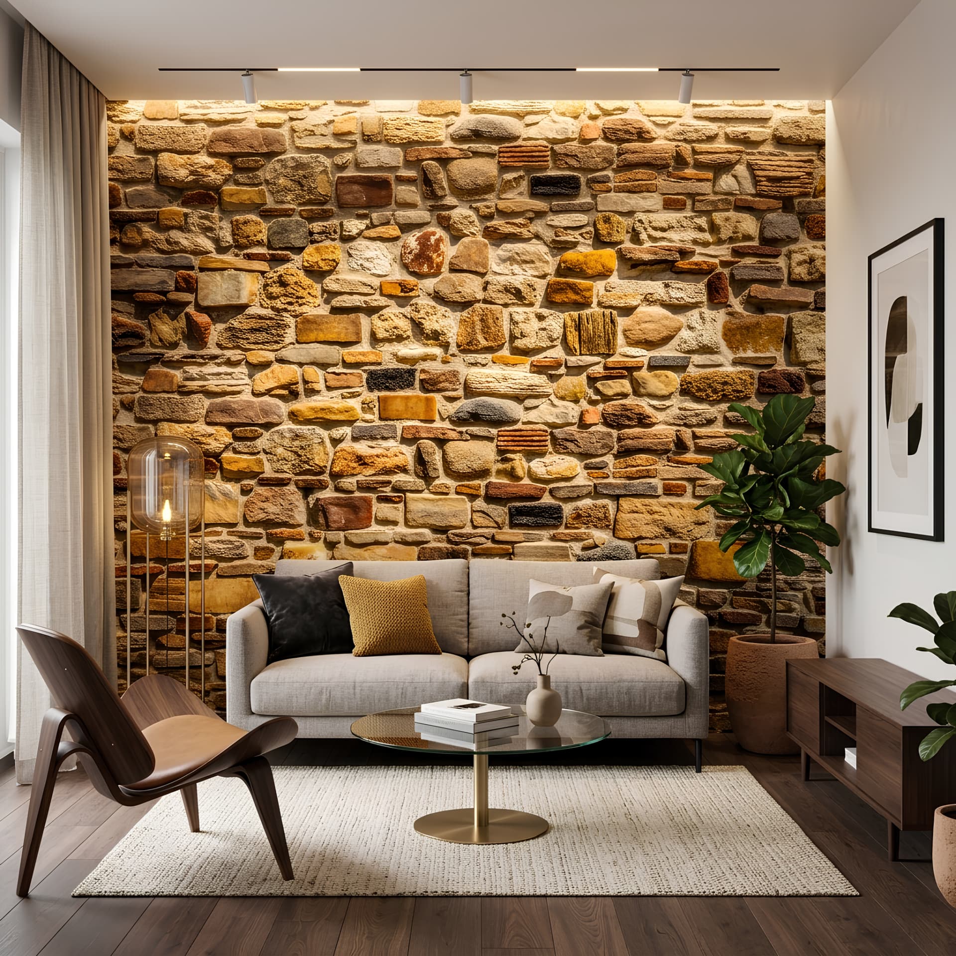 Realistic Stone Effect Decorative Wallpaper