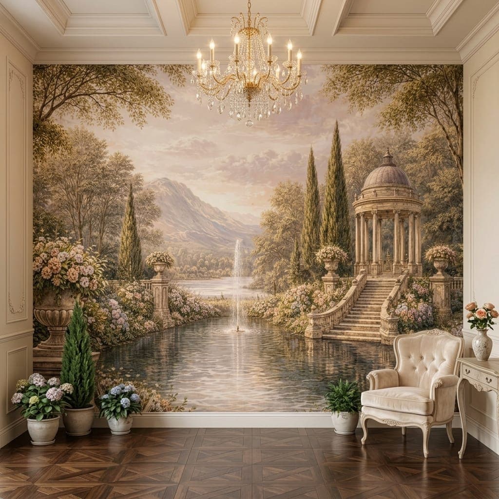 Classic Italian Garden Landscape Wallpaper