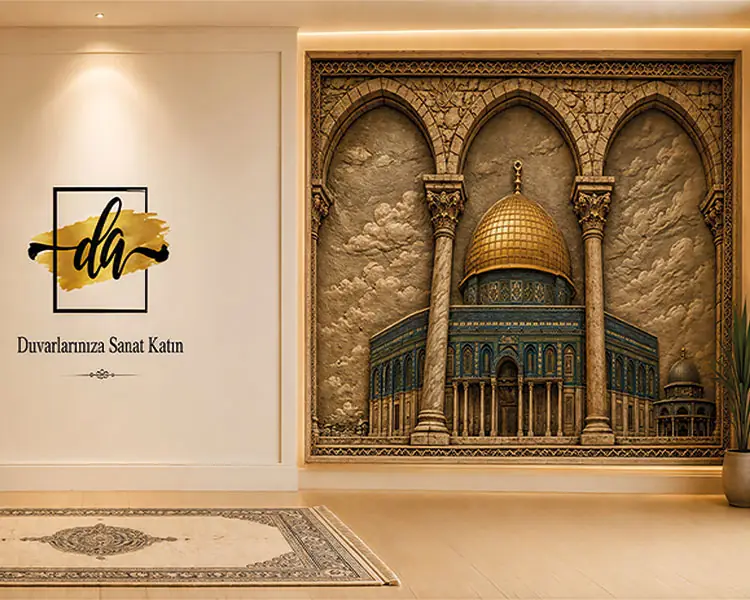 Duvarlarınıza Sanat Katın — Mescid-i Aksa kabartma görünümlü duvar kağıdı