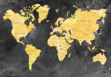 Gri ve Sarı Desenli Dünya Haritası…