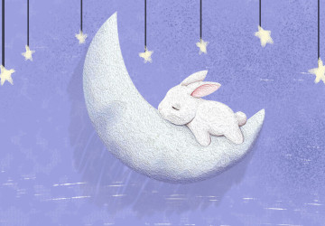 Mavi Ay Üzerinde Uyuyan Tavşan…