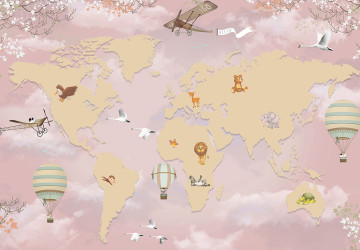 Retro Çocuk Odası Dünya Haritası…