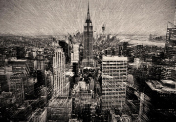 Retro New York Empire State Yağmur…
