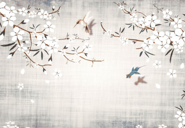 Beyaz Krem Zemin Sinek Kuşları…