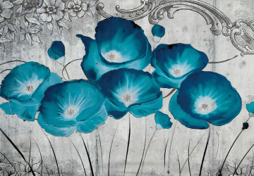Tasarımlı Mavi Gelincik Çiçekleri…
