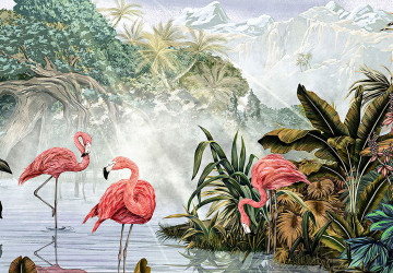 Orman ve Göl içinde Flamingolar…