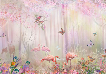 Hayal Ormanı Çiçekler ve Flamingolar…