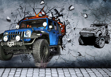 Üç Boyutlu Mavi Jeep Robicon…