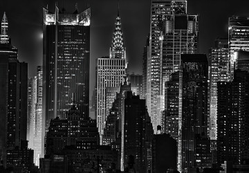 Gece Siyahbeyaz New York Gökdelenler…